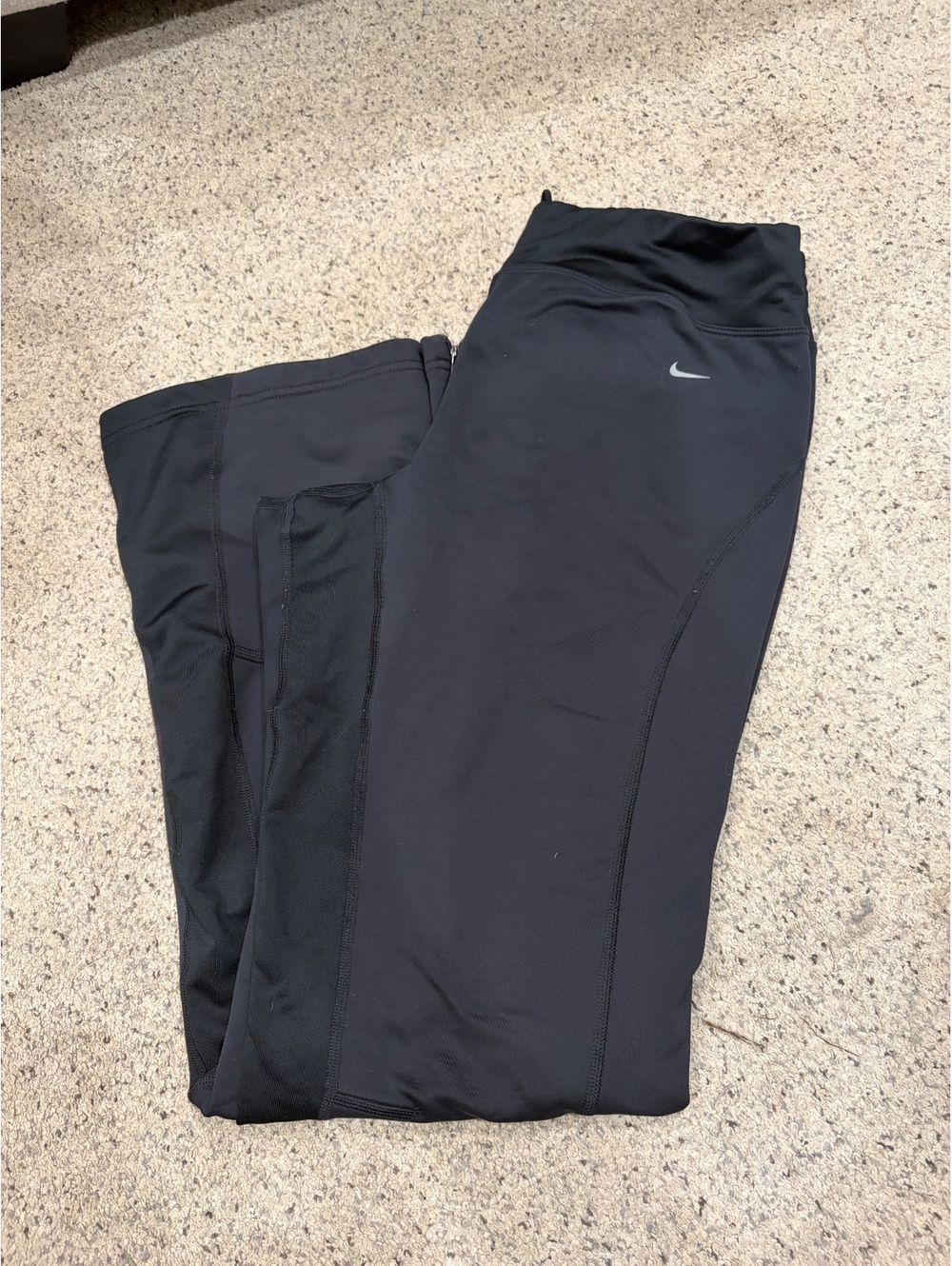 Nike Dri-Fit Black wider leg Athletic Pants with Zipper Detail Size M